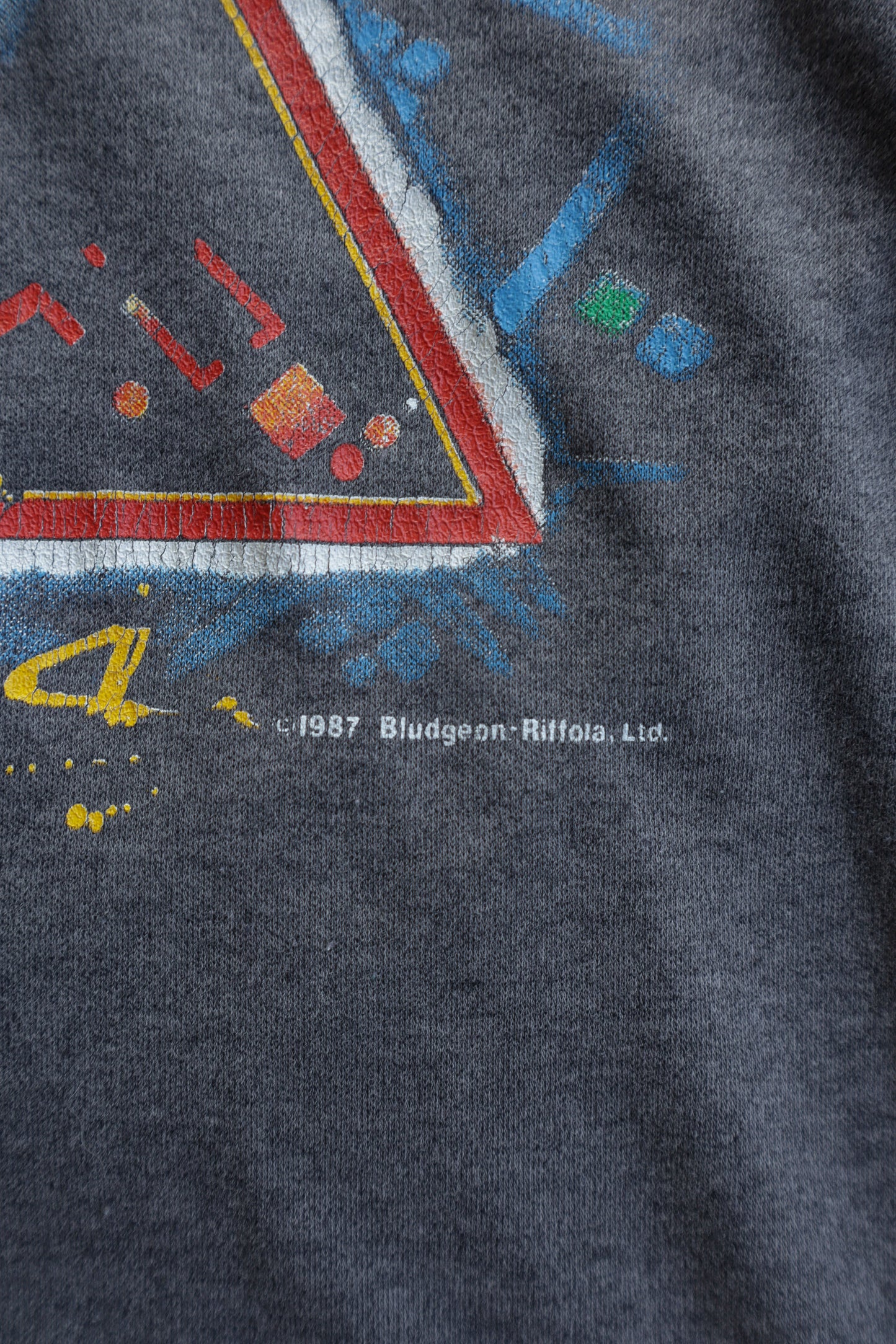 80s Def Leppard Hysteria Faded Black Tee - L