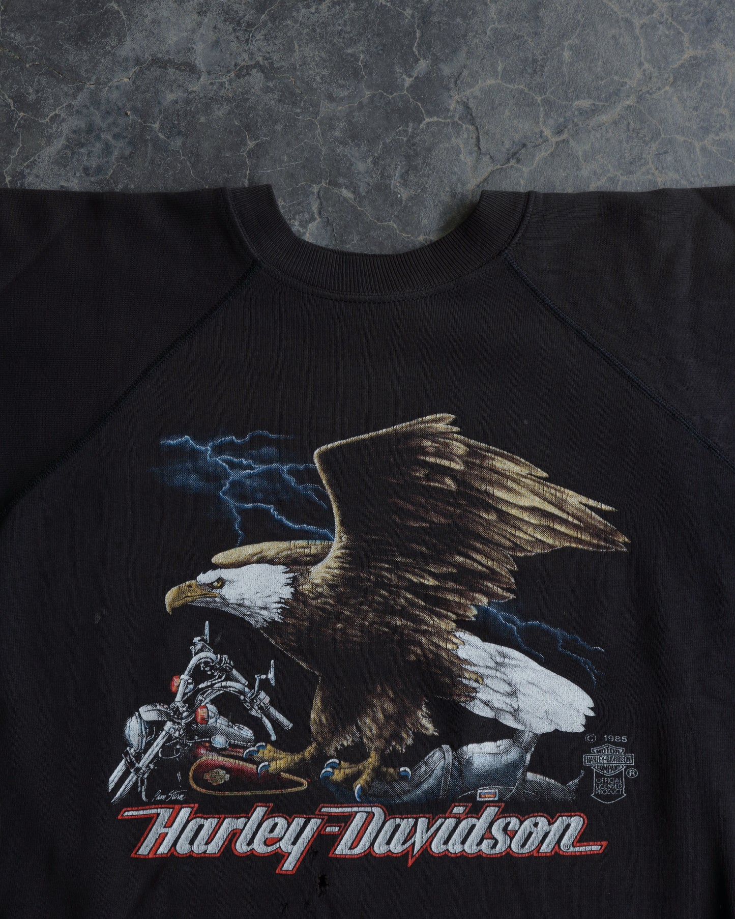 80s Harley Davidson Distressed Crewneck Sweatshirt - L