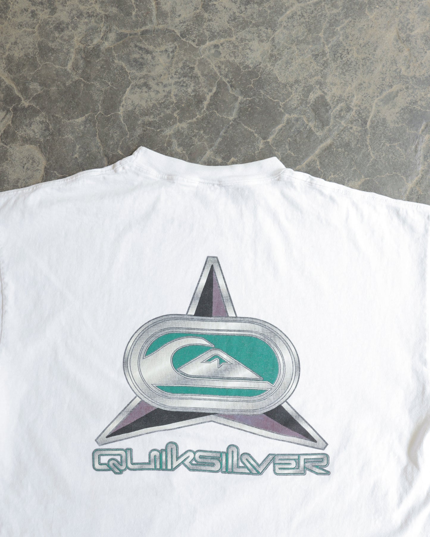90s Quiksilver Logo White Tee - XL