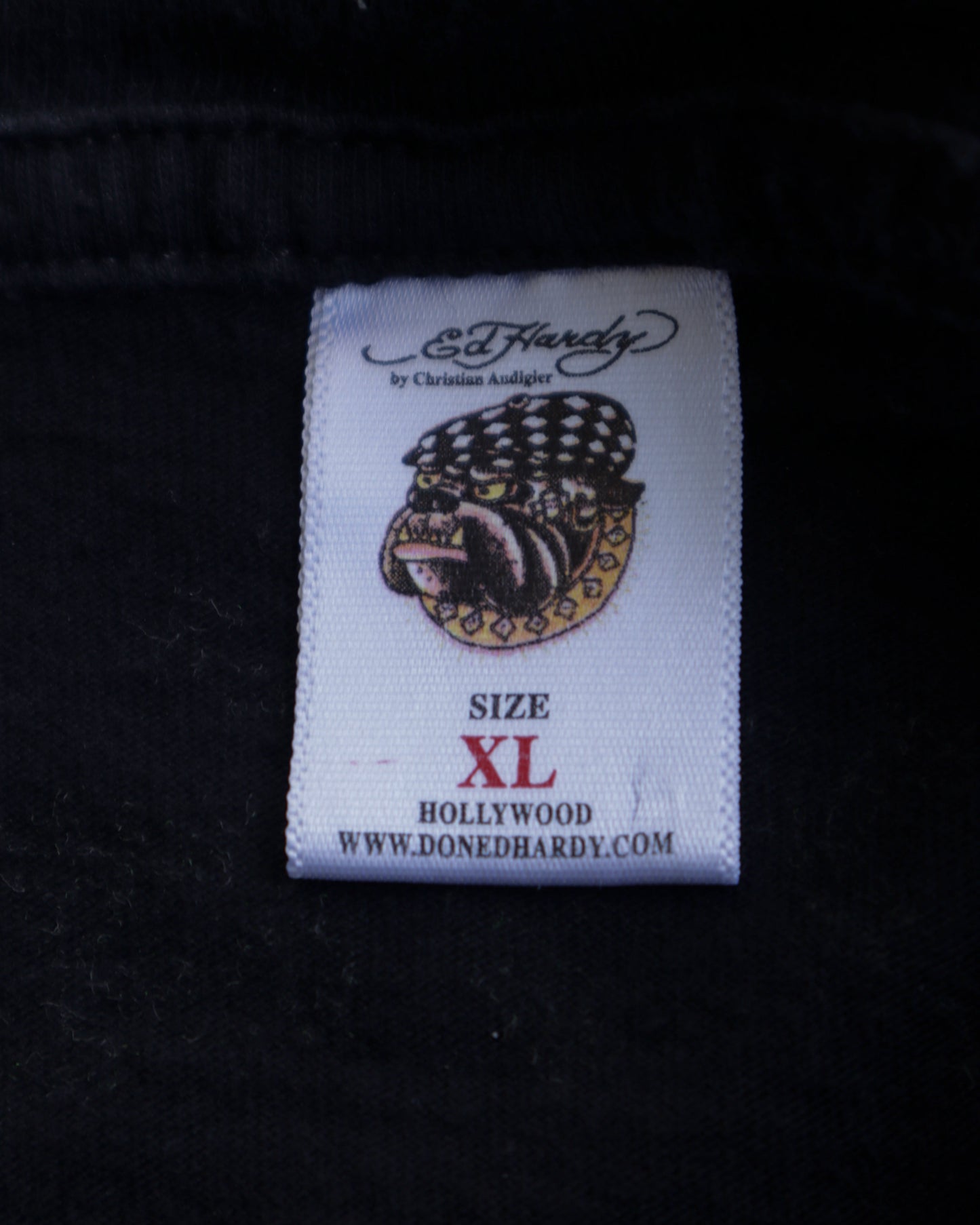 00s Ed Hardy Ghost Henley Long Sleeve Black Shirt - XL
