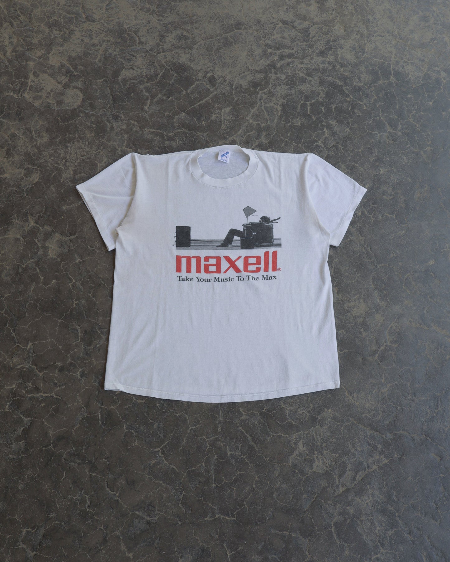 80s Maxell Tape White Tee - XL