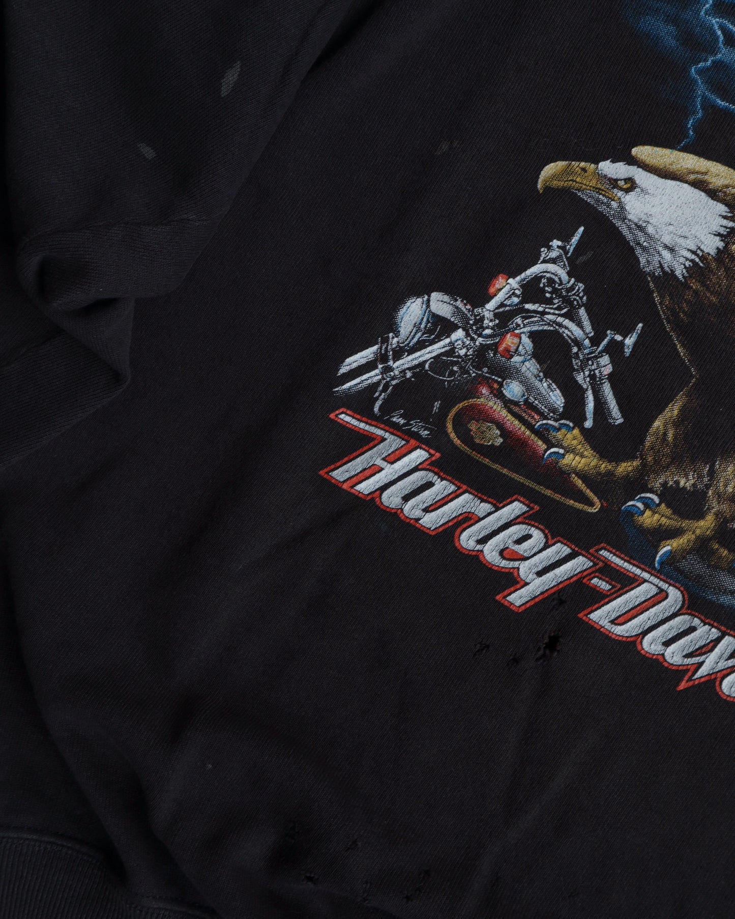 80s Harley Davidson Distressed Crewneck Sweatshirt - L