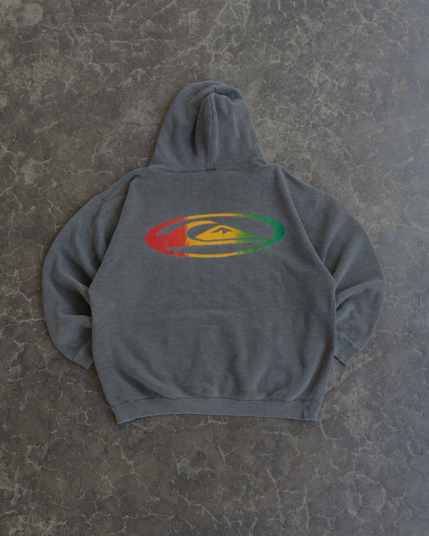 80s Quiksilver Faded Black Boxy Hoodie - L