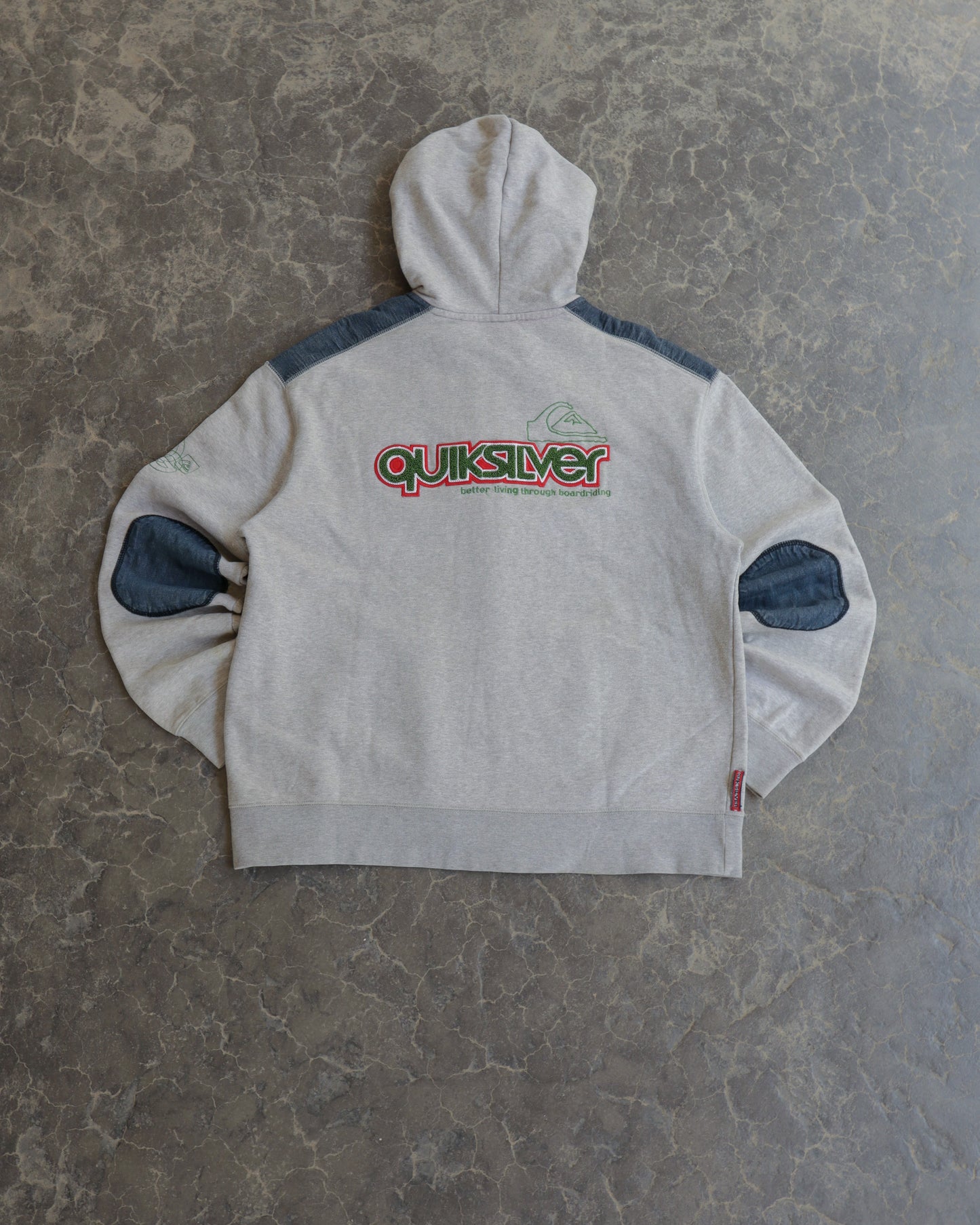 00s Quiksilver Full Zip Grey Hoodie - XL