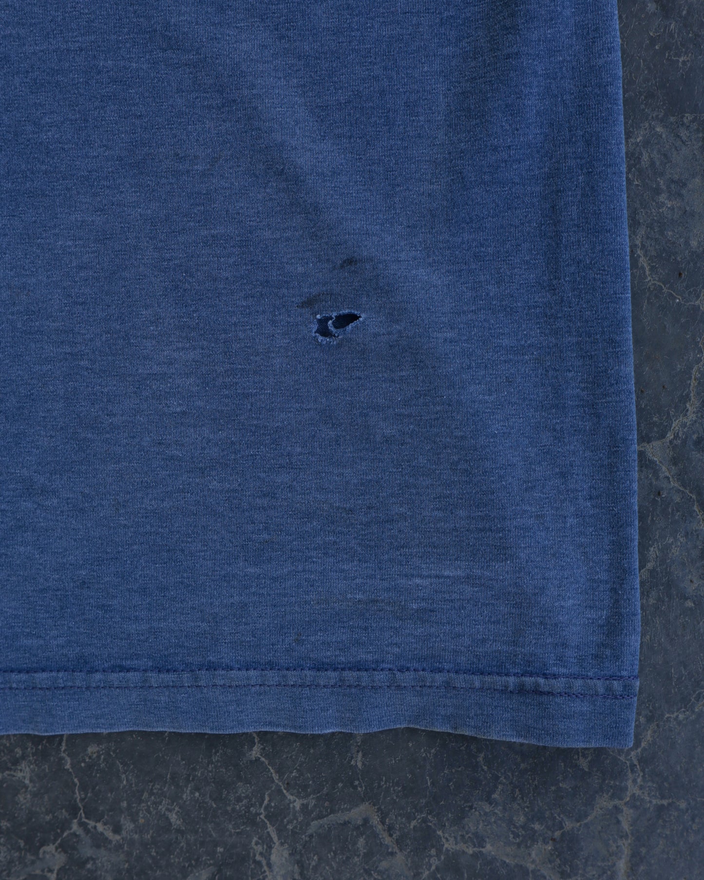 00s Top Heavy 69 Camaro Faded Blue Distressed Ringer Tee - L