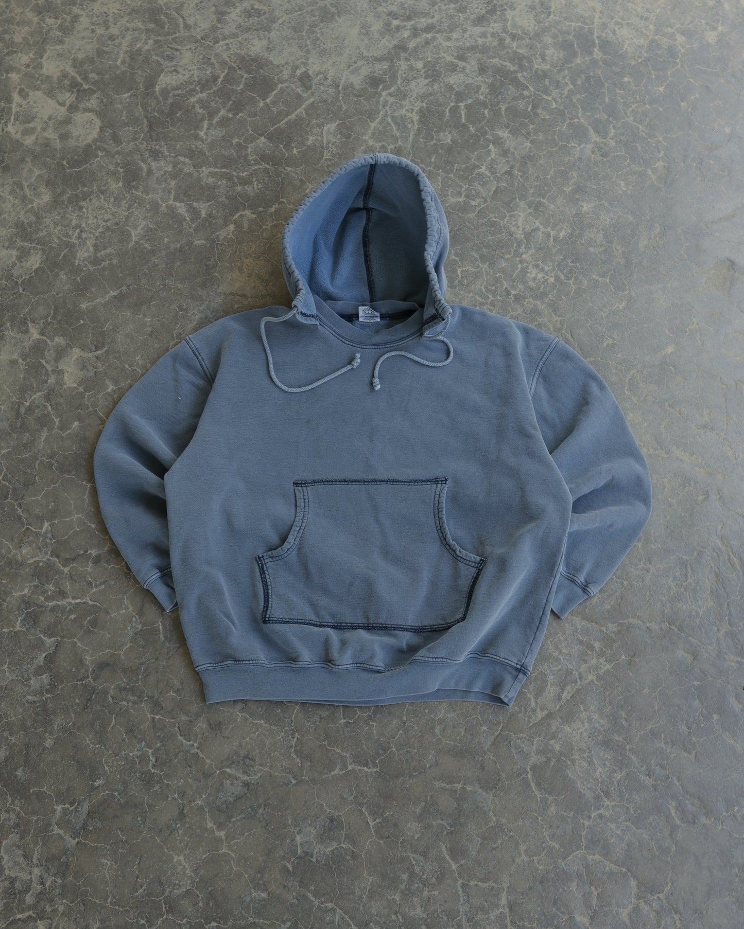 90s Malibu Surf Club Afterhood Faded Blue Boxy Hoodie - M/L