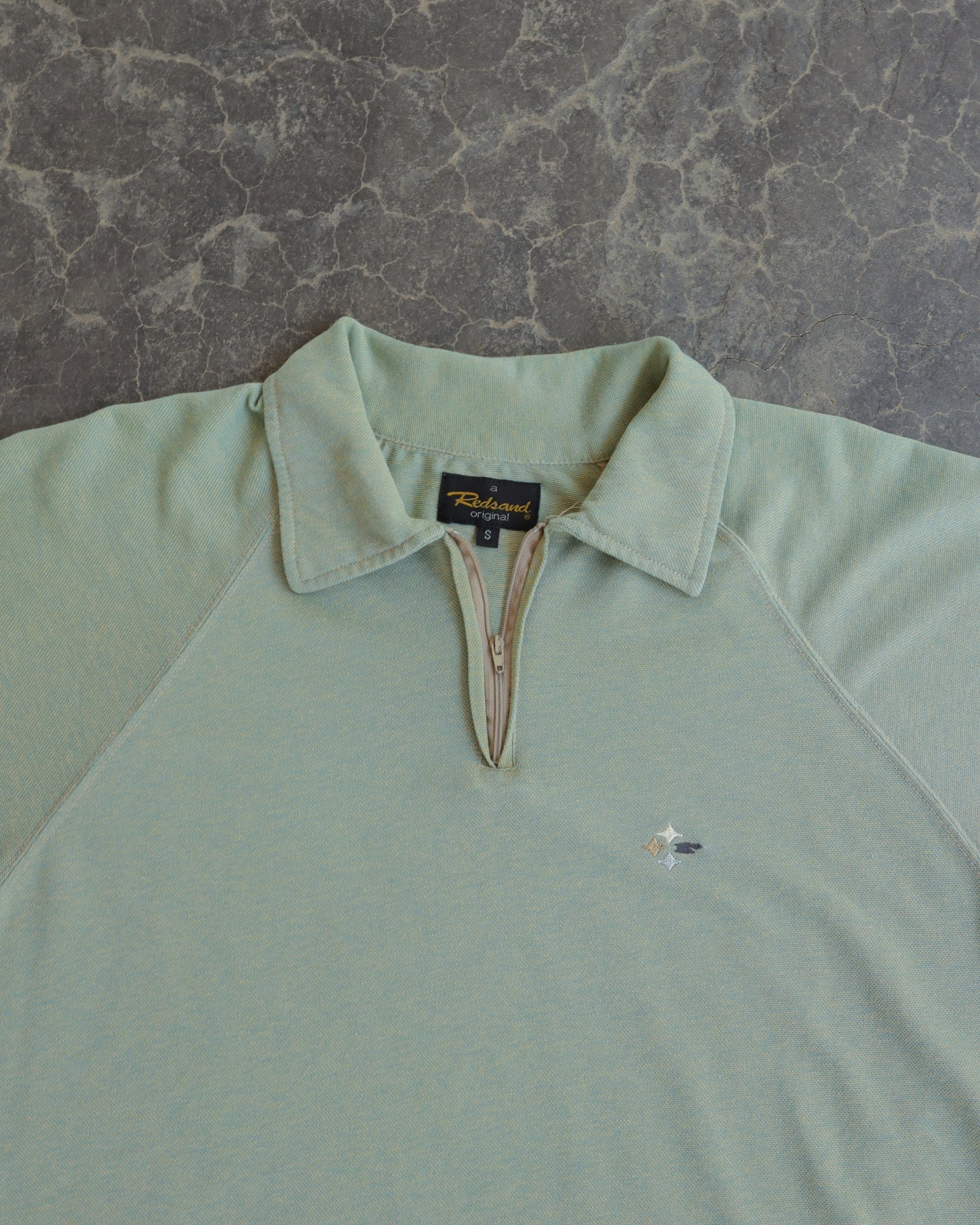 90s Redsand Light Green Polo Zip Shirt - M/L