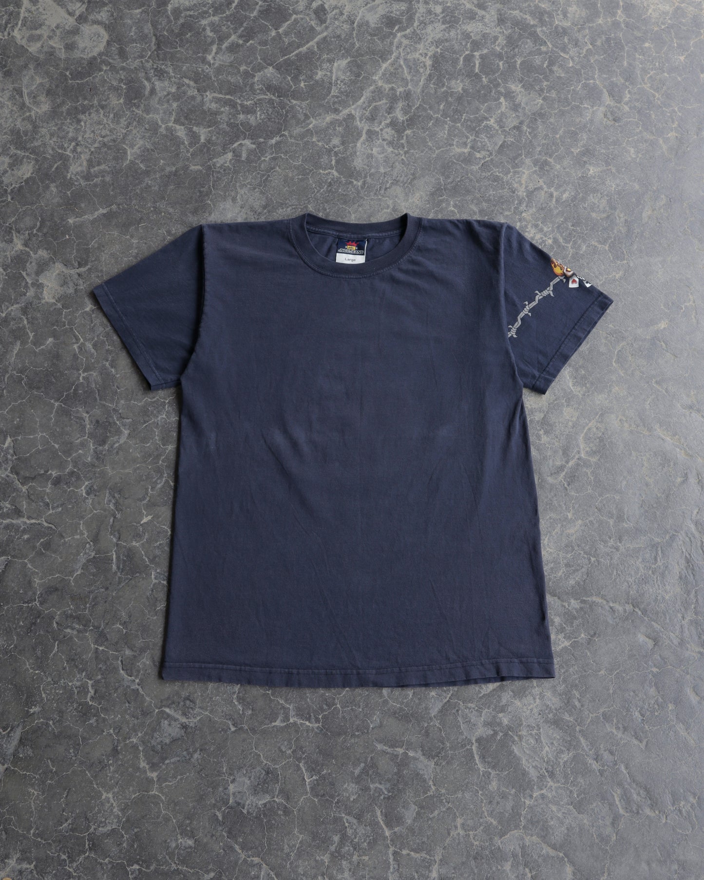 00s JNCO Skull & Cards Faded Navy Tee - L