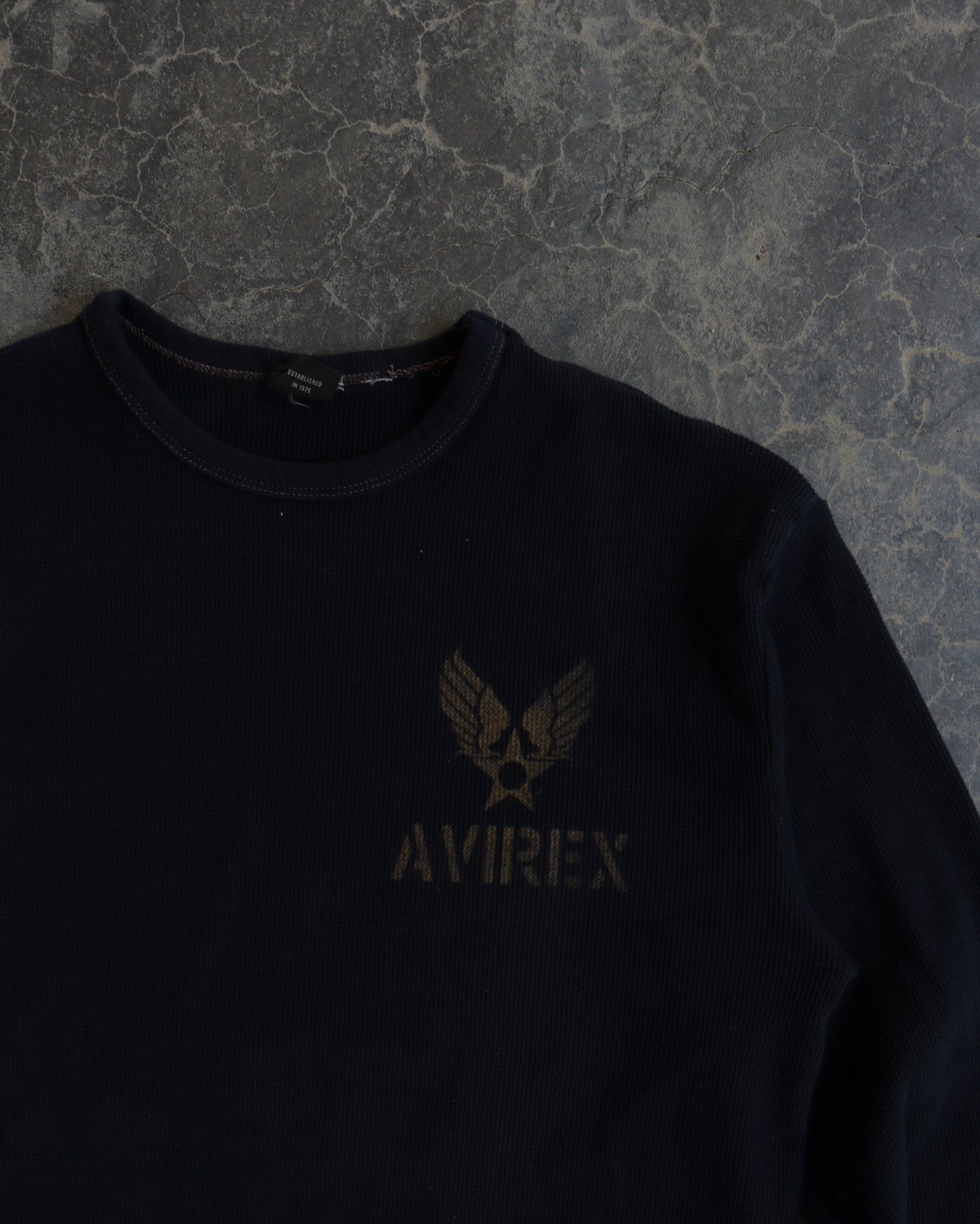 00s Avirex Last Call Navy Thermal Shirt - L