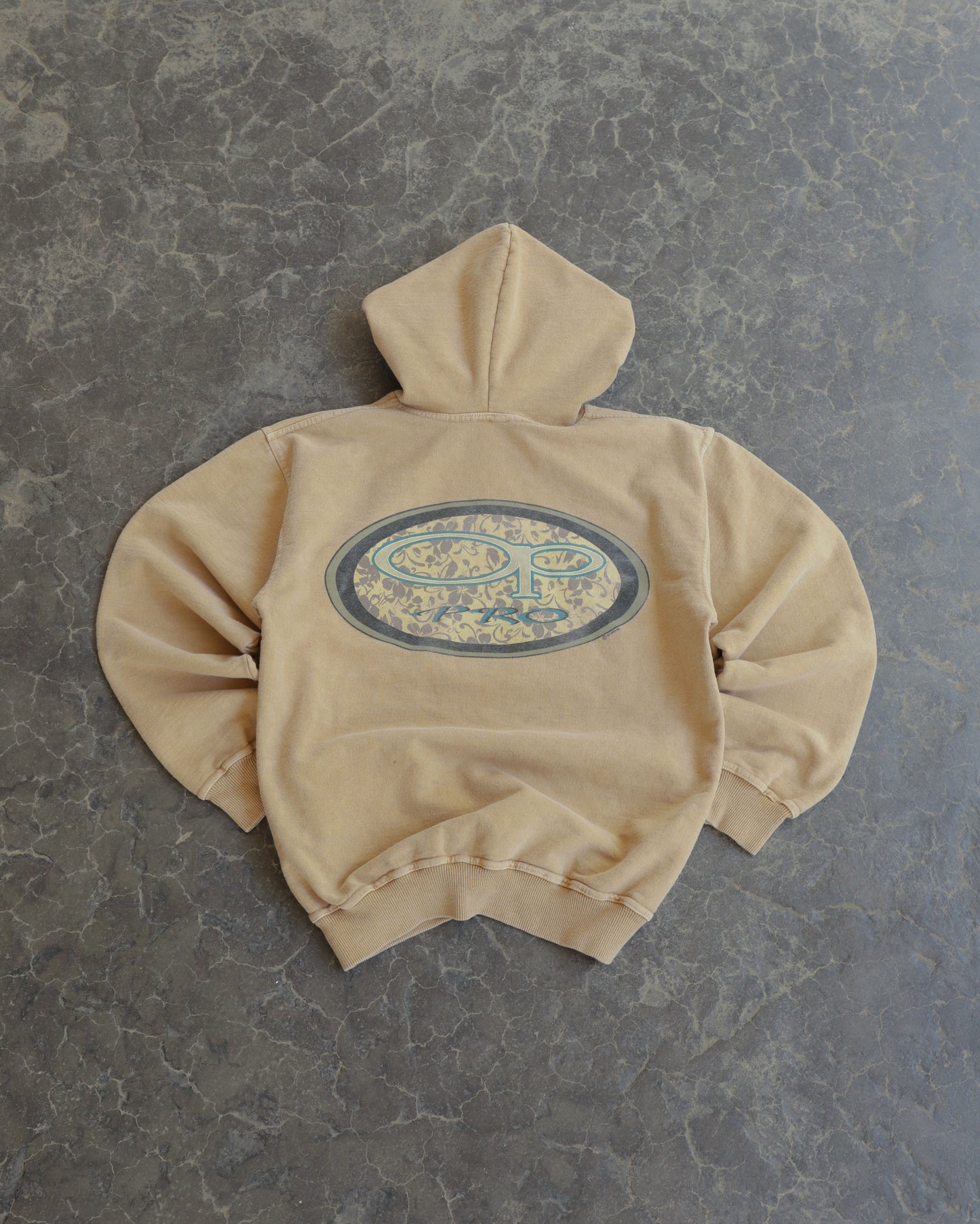 80s Ocean Pacific Pro Tan Boxy Hoodie - M
