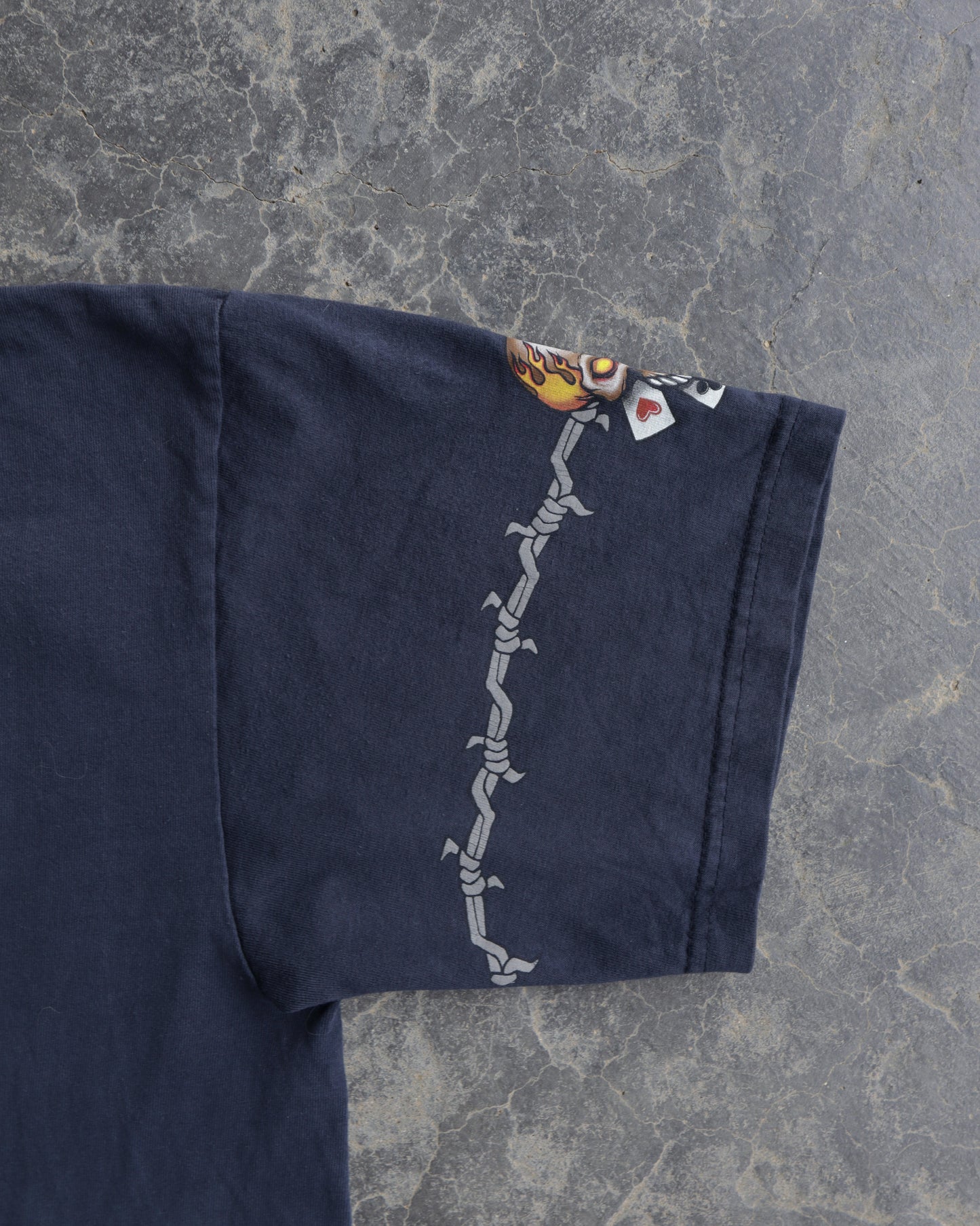 00s JNCO Skull & Cards Faded Navy Tee - L