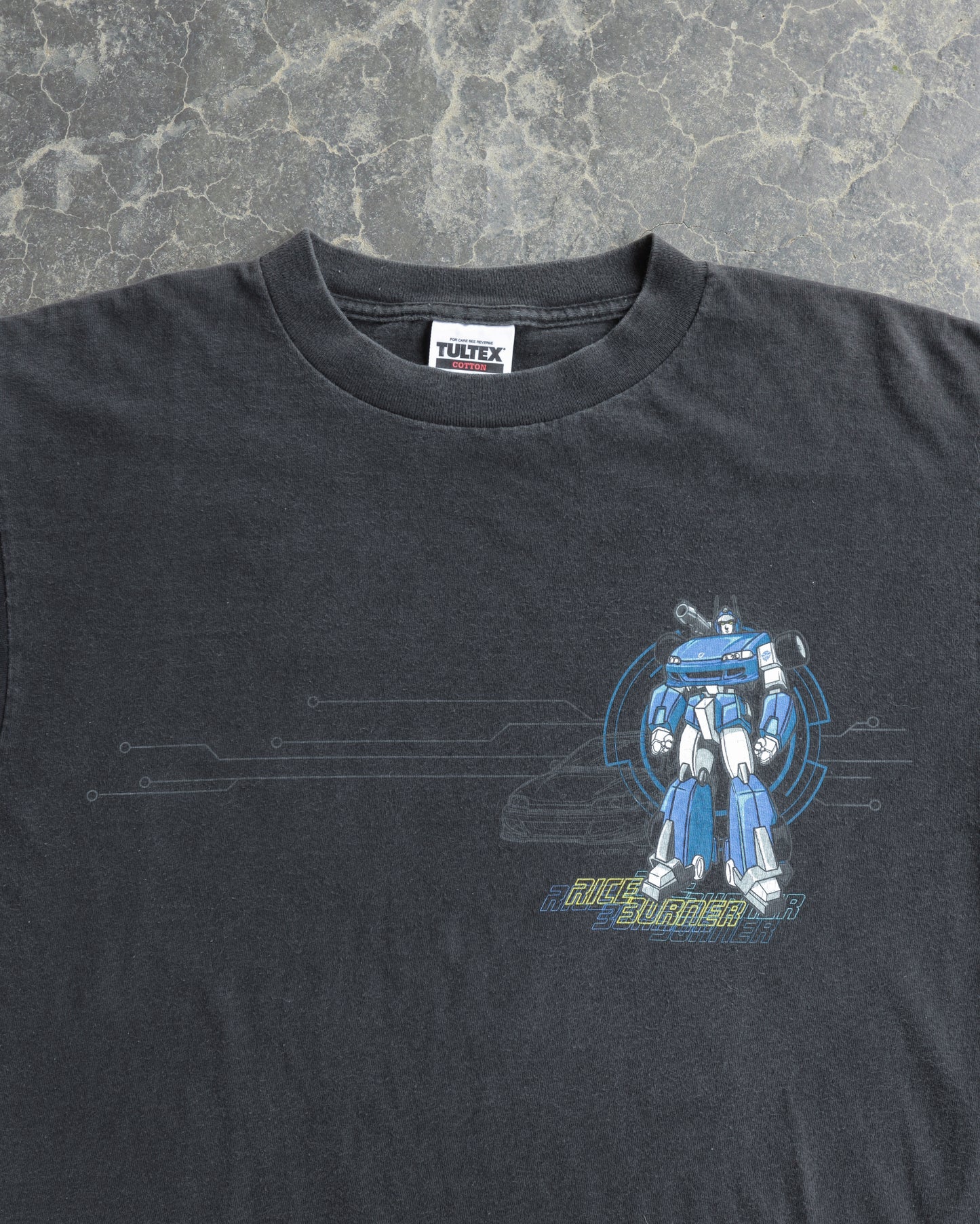 90s JDM Acura Rice Burner Faded Black Tee - L