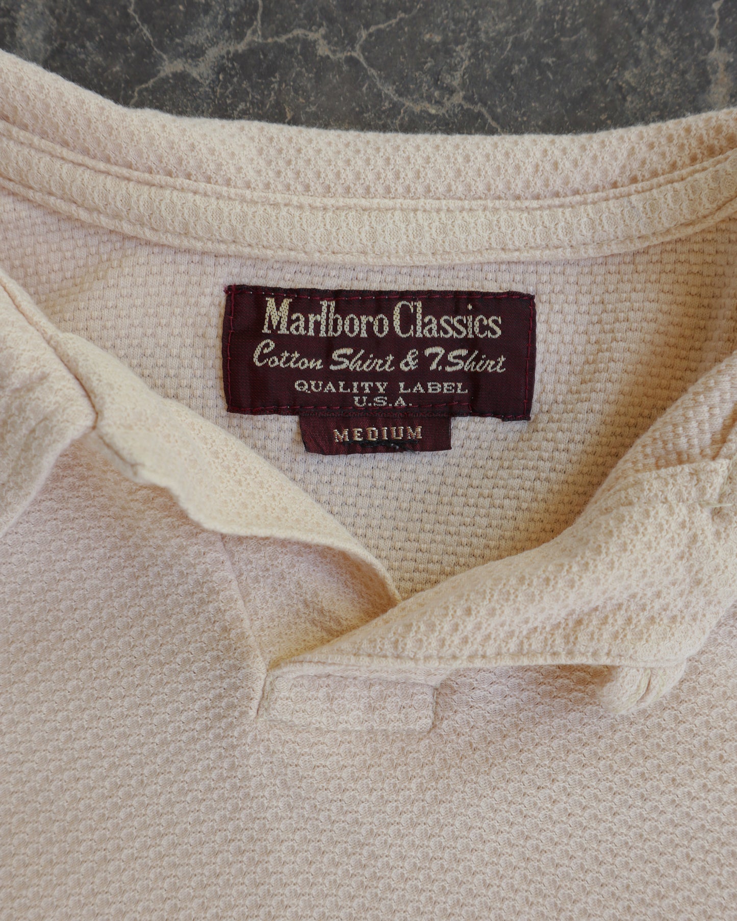 80s Marlboro Yellow Loop Collar Polo Shirt - M