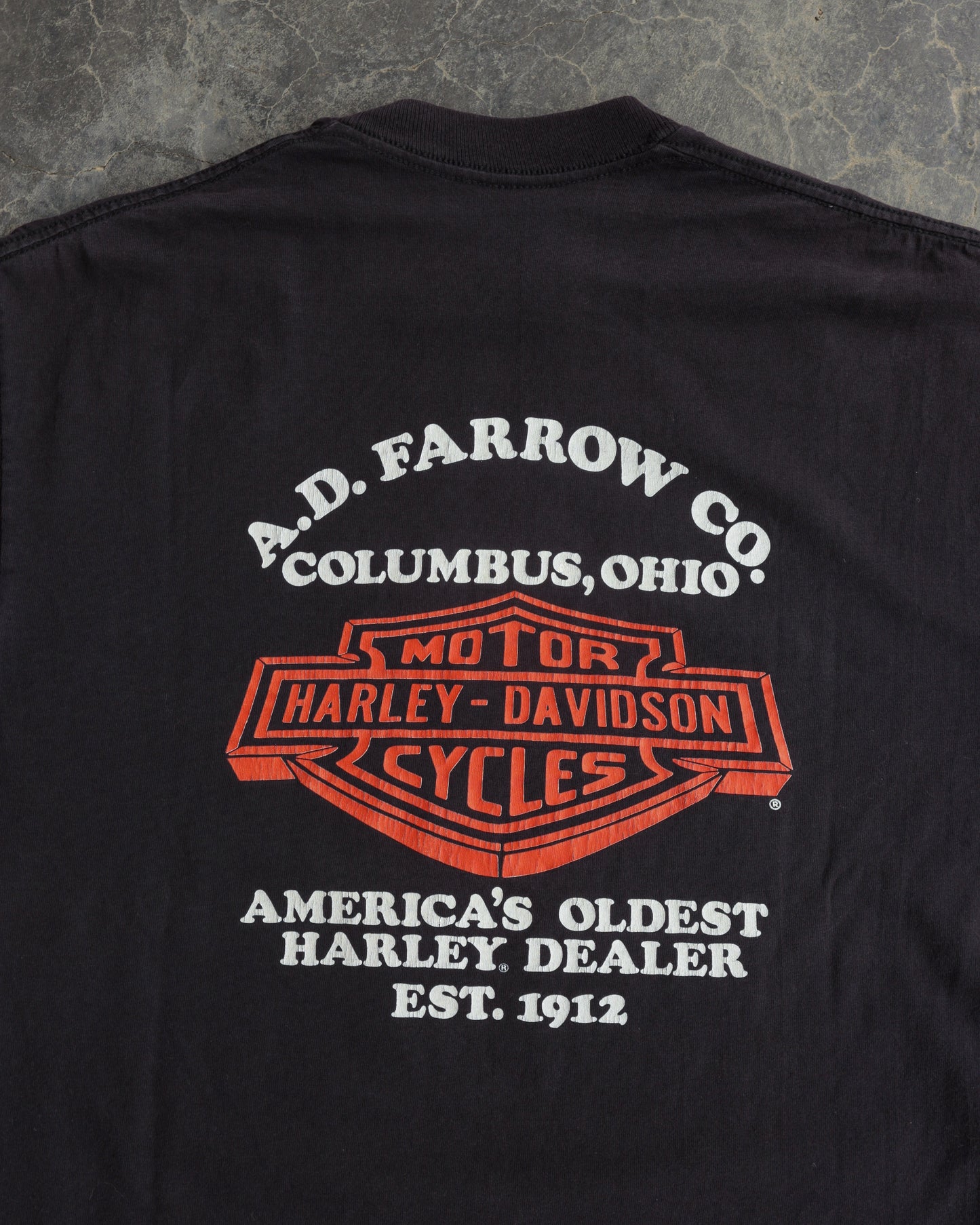 90s Harley Davidon Eagle Has Landed Faded Black Tee - L