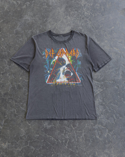 80s Def Leppard Hysteria Faded Black Tee - L