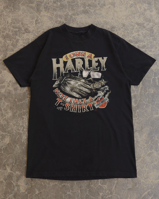 90s Harley Davidson 3D Emblem Black Tee - L