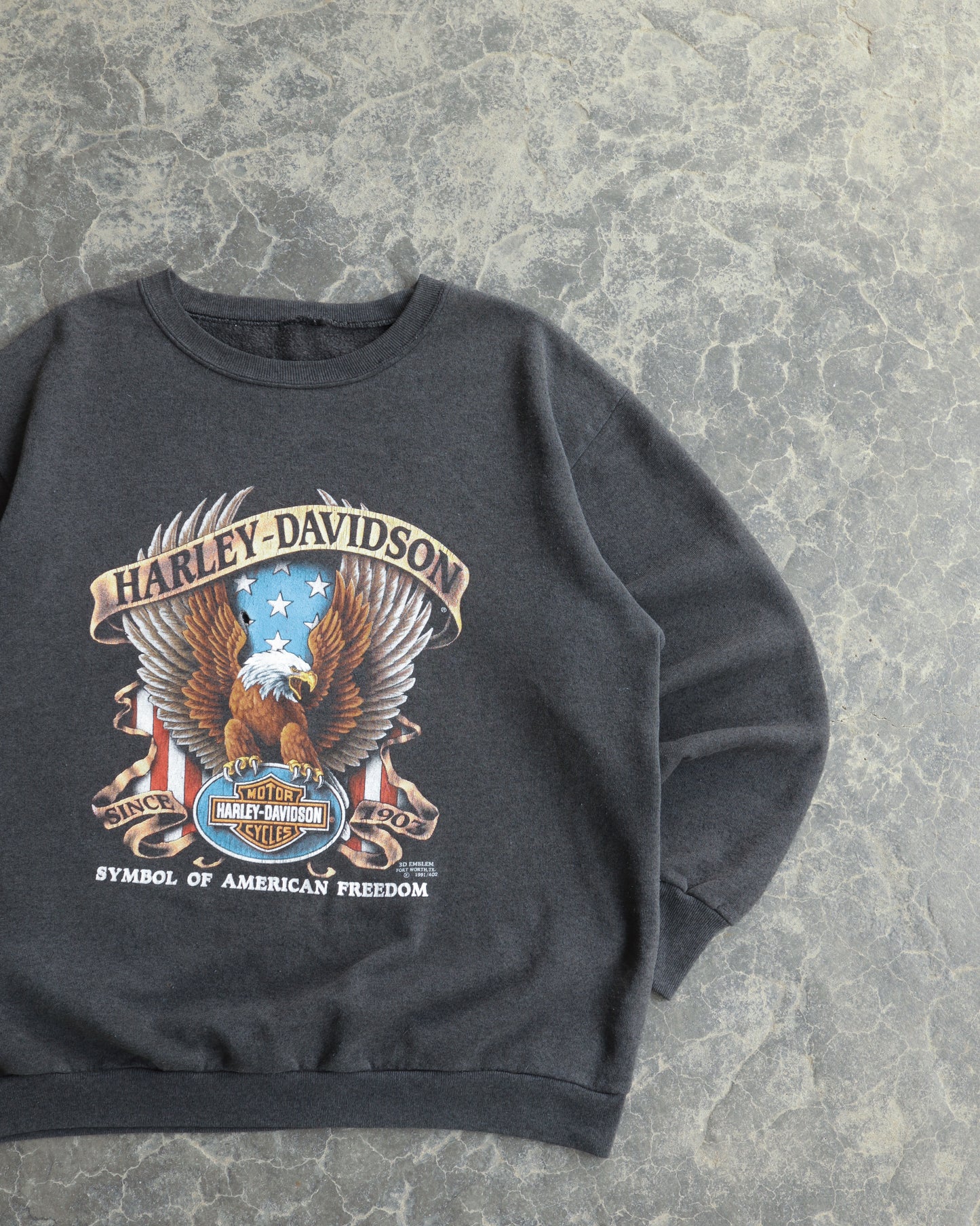 90s Harley Davidson 3D Emblem Crewneck - L