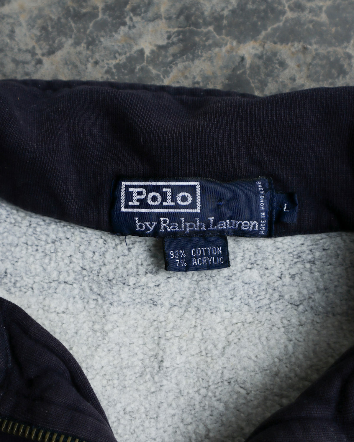 90s Polo Quarter Zip Striped Sweatshirt - L