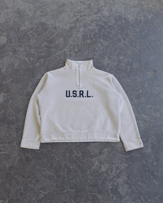 90s Polo Sport USRL Cream Quarter Zip Sweatshirt - M