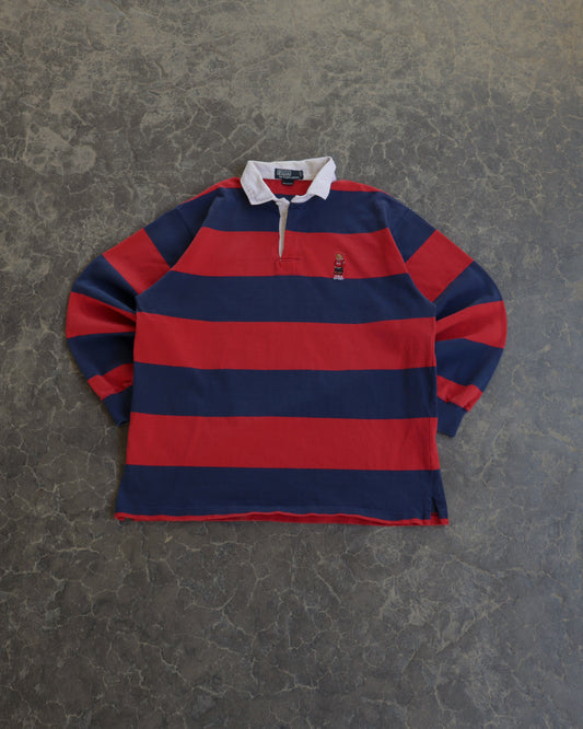 90s Polo Sport Two Tone Striped Long Sleeve Shirt - L