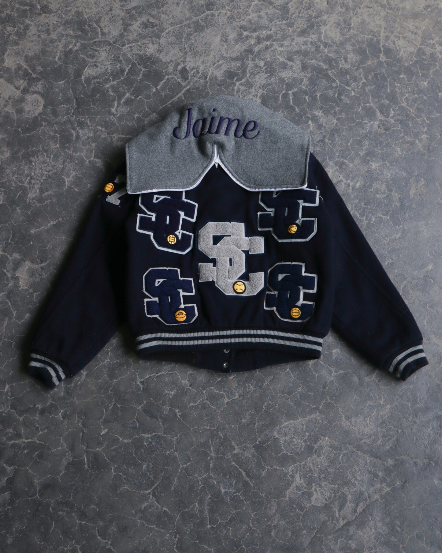 80s Vintage Varsity Hooded Cropped Jacket -  M/L