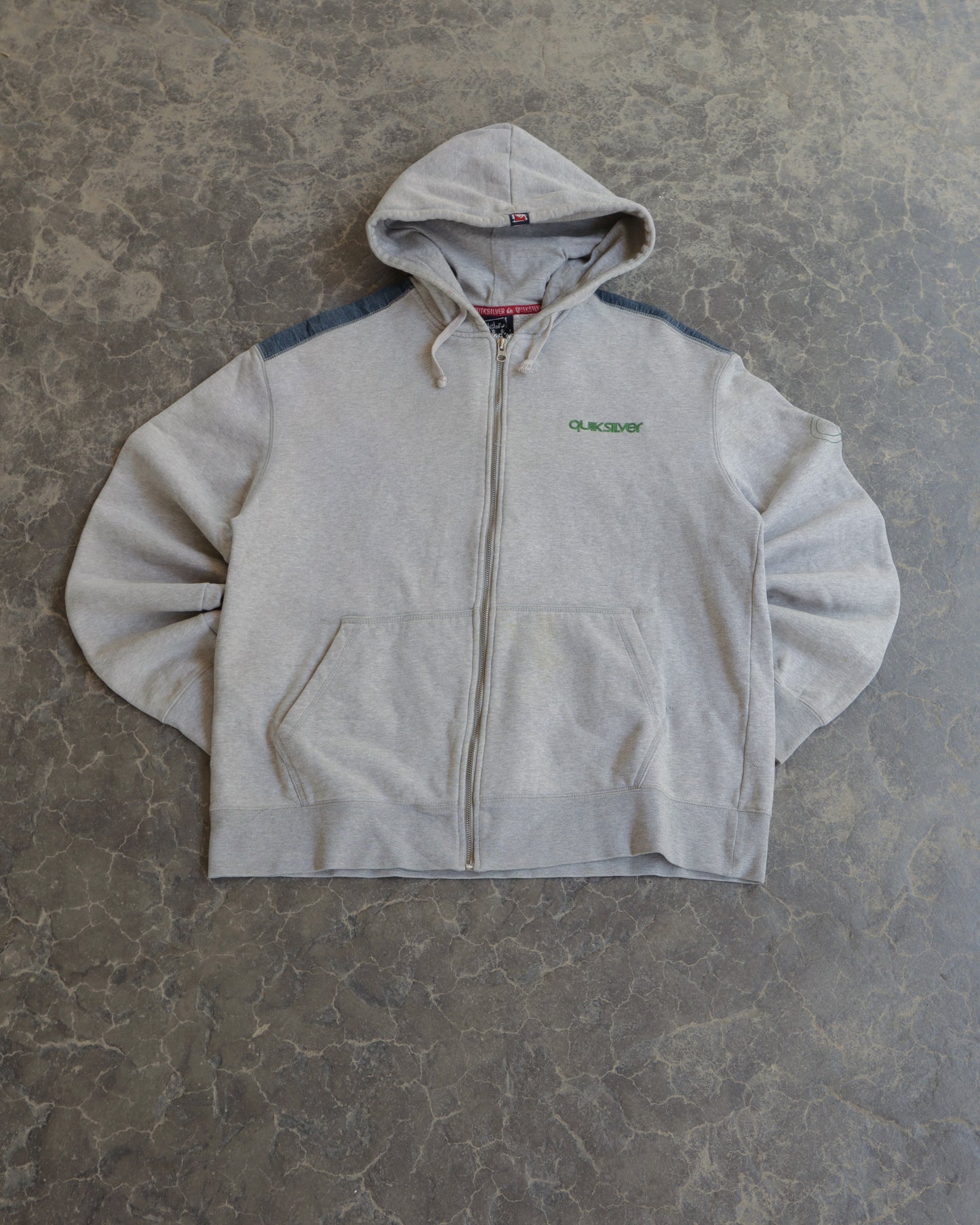 00s Quiksilver Full Zip Grey Hoodie  - XL