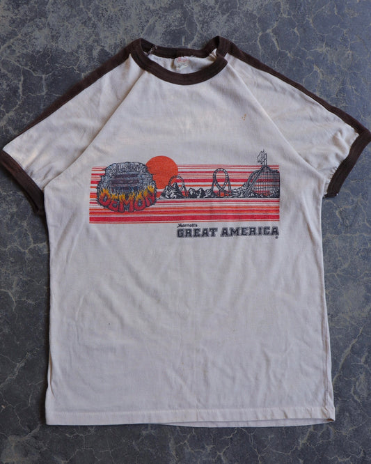 70s Great America Demon Rollercoaster Brown Ringer - M