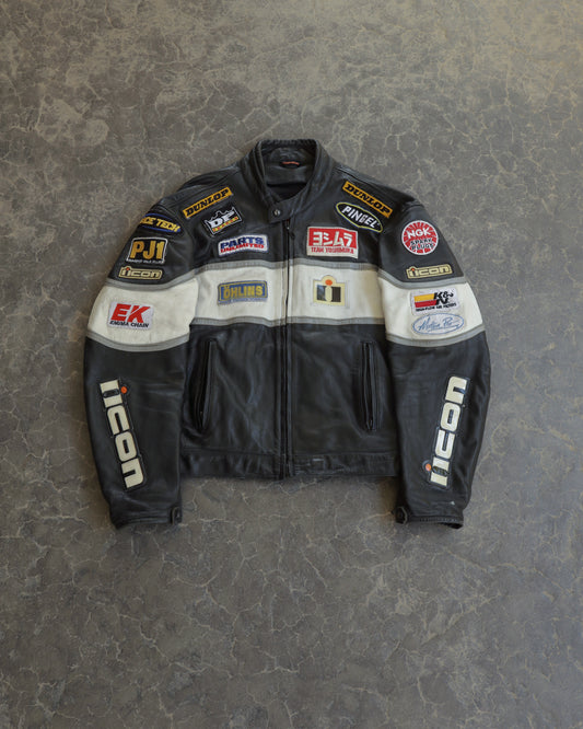 90s ICON Two-Tone Moto Jacket - L