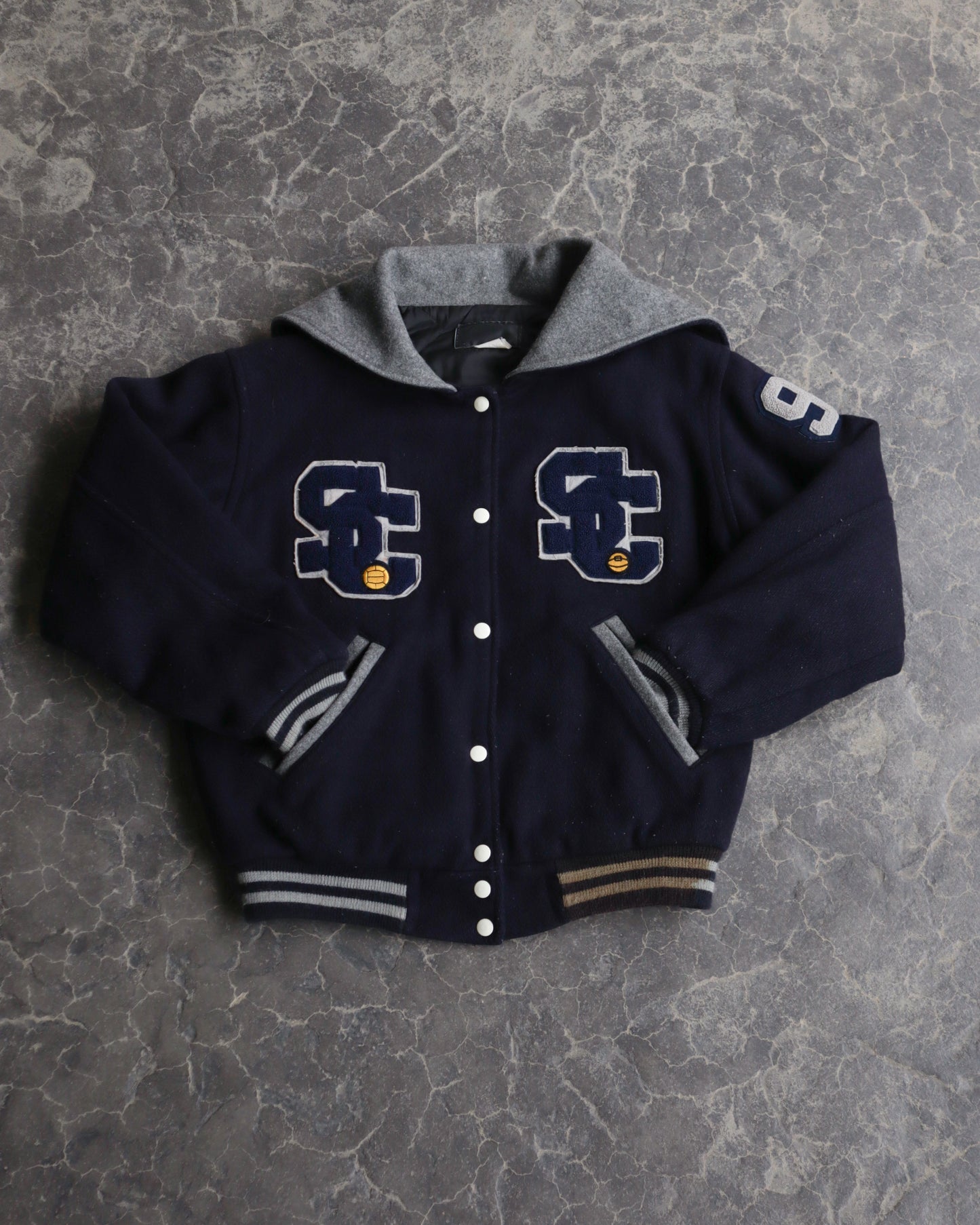 80s Vintage Varsity Hooded Cropped Jacket -  M/L