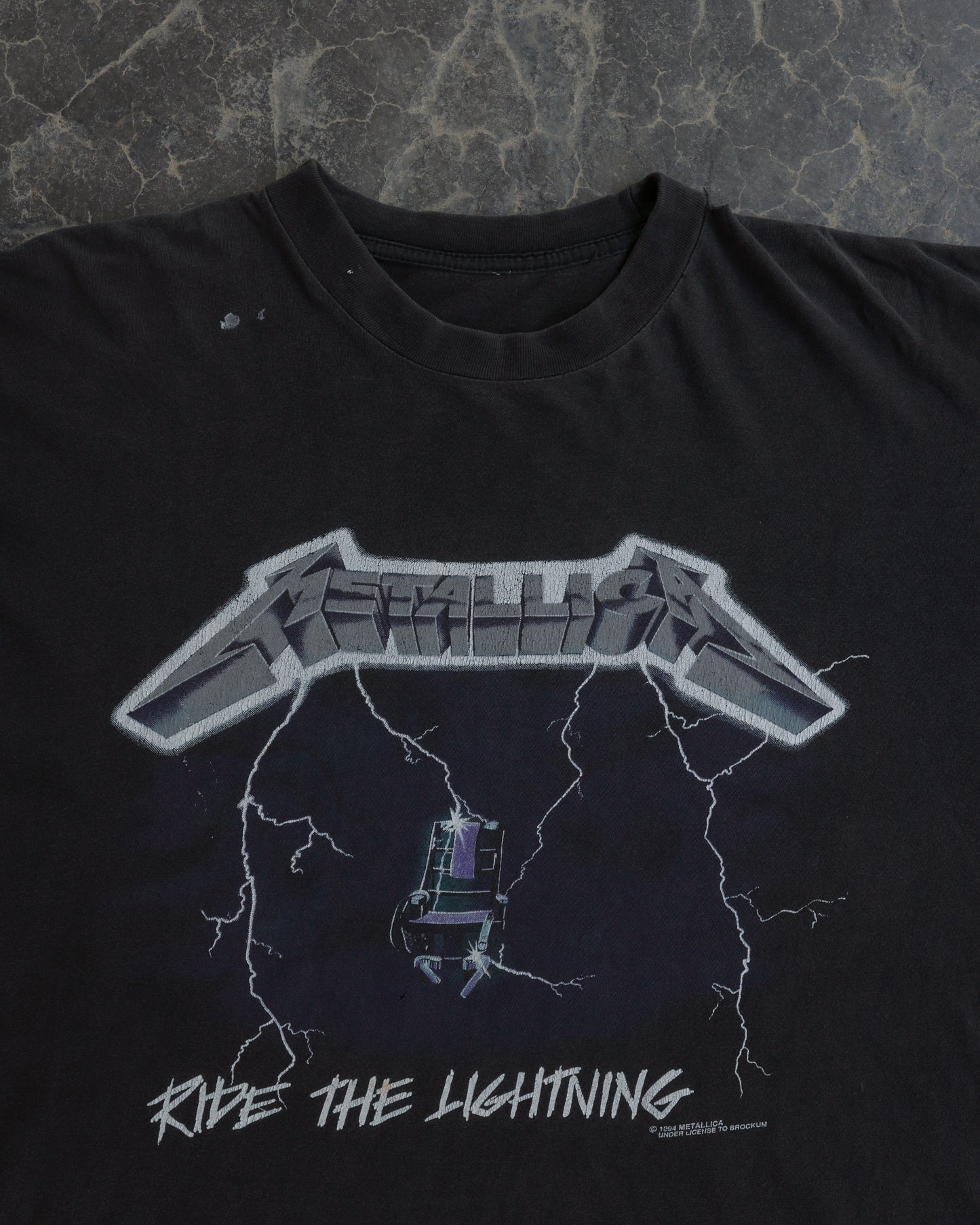 90s Metallica Ride the Lightning Faded Black Boxy Tee - XL