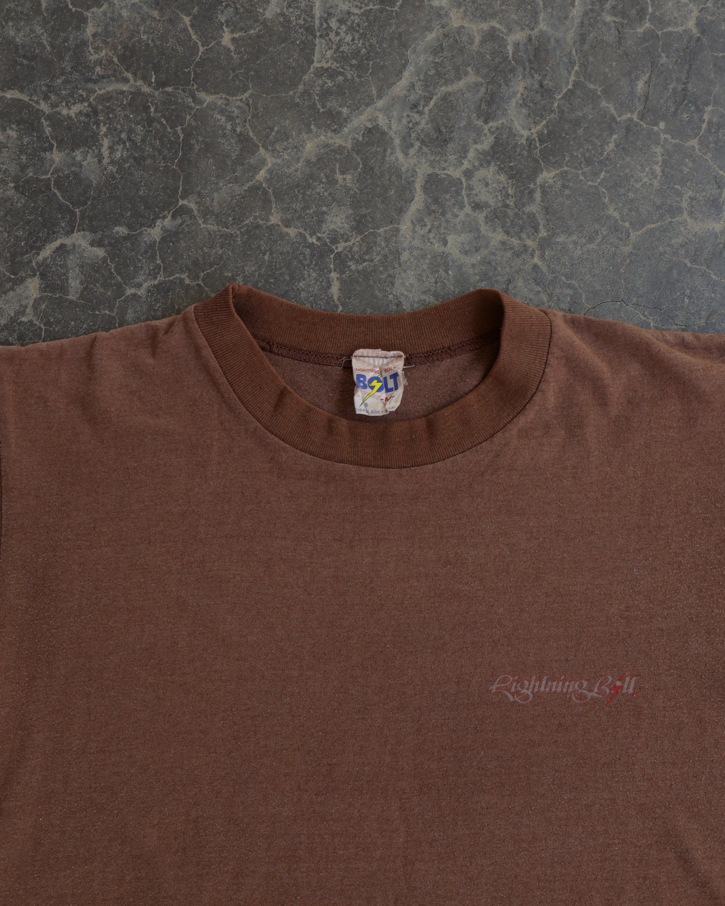 80s Lightning Bolt Brown Surf Tee - M