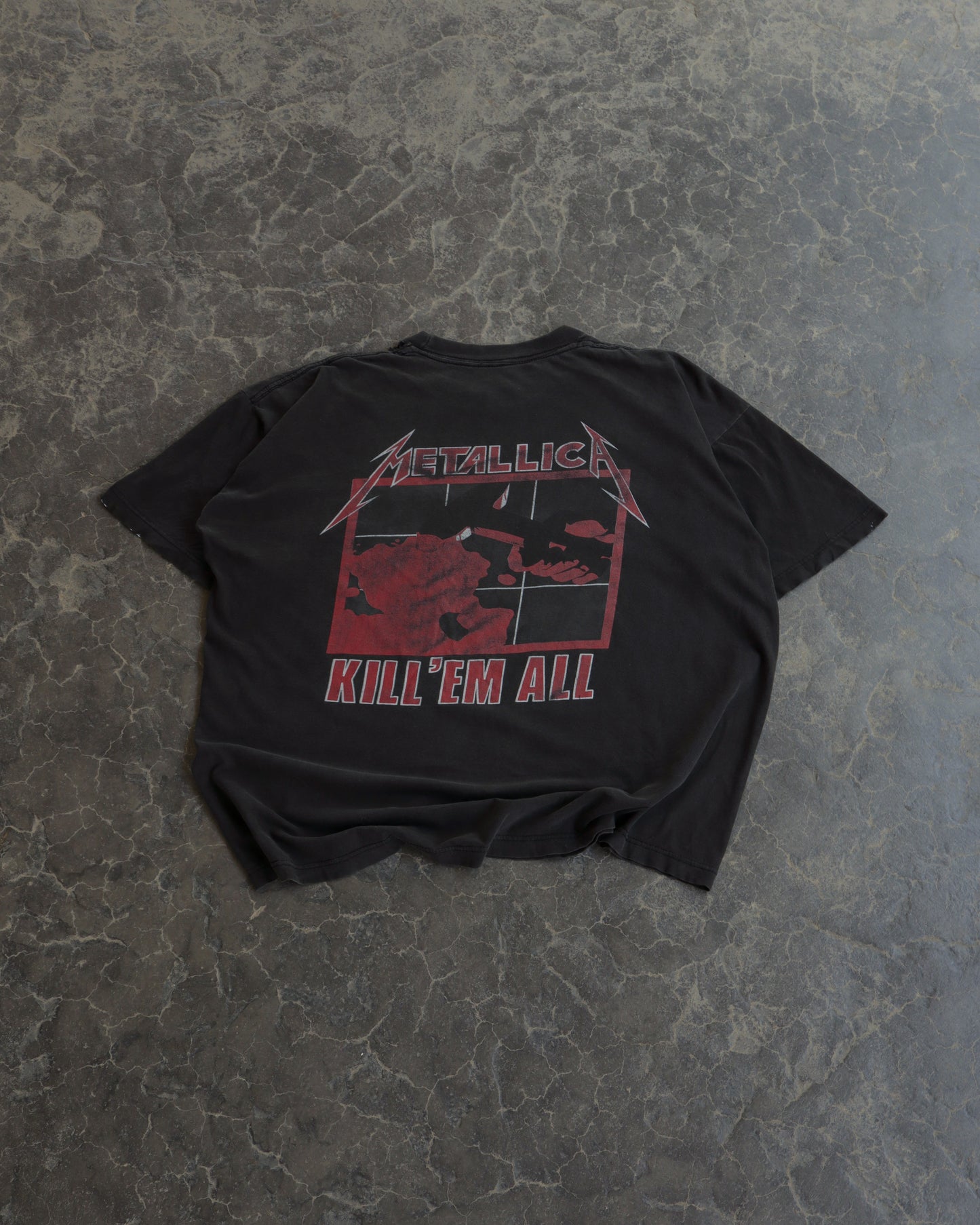 90s Metallica Ride the Lightning Faded Black Boxy Tee - XL