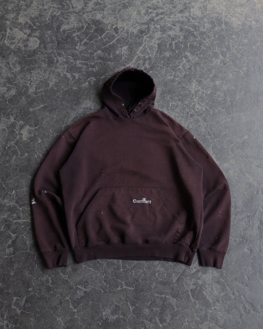 90s Faded Carhartt Painter Brown Hoodie - XL