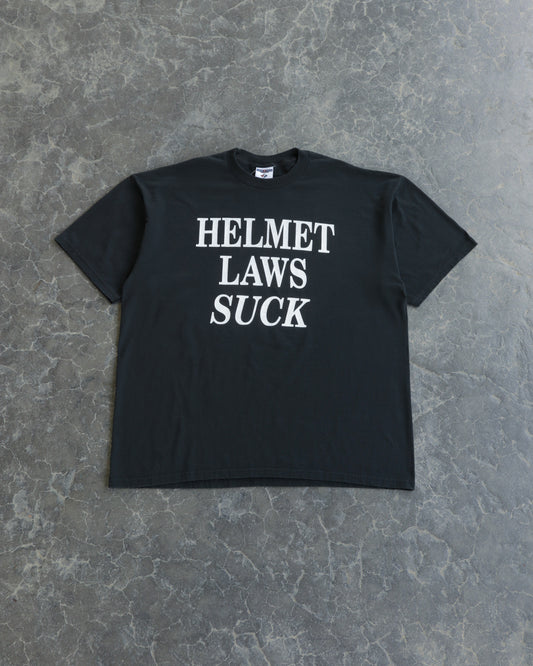 90s Helmet Laws Suck Motorcycle Black Tee - XL