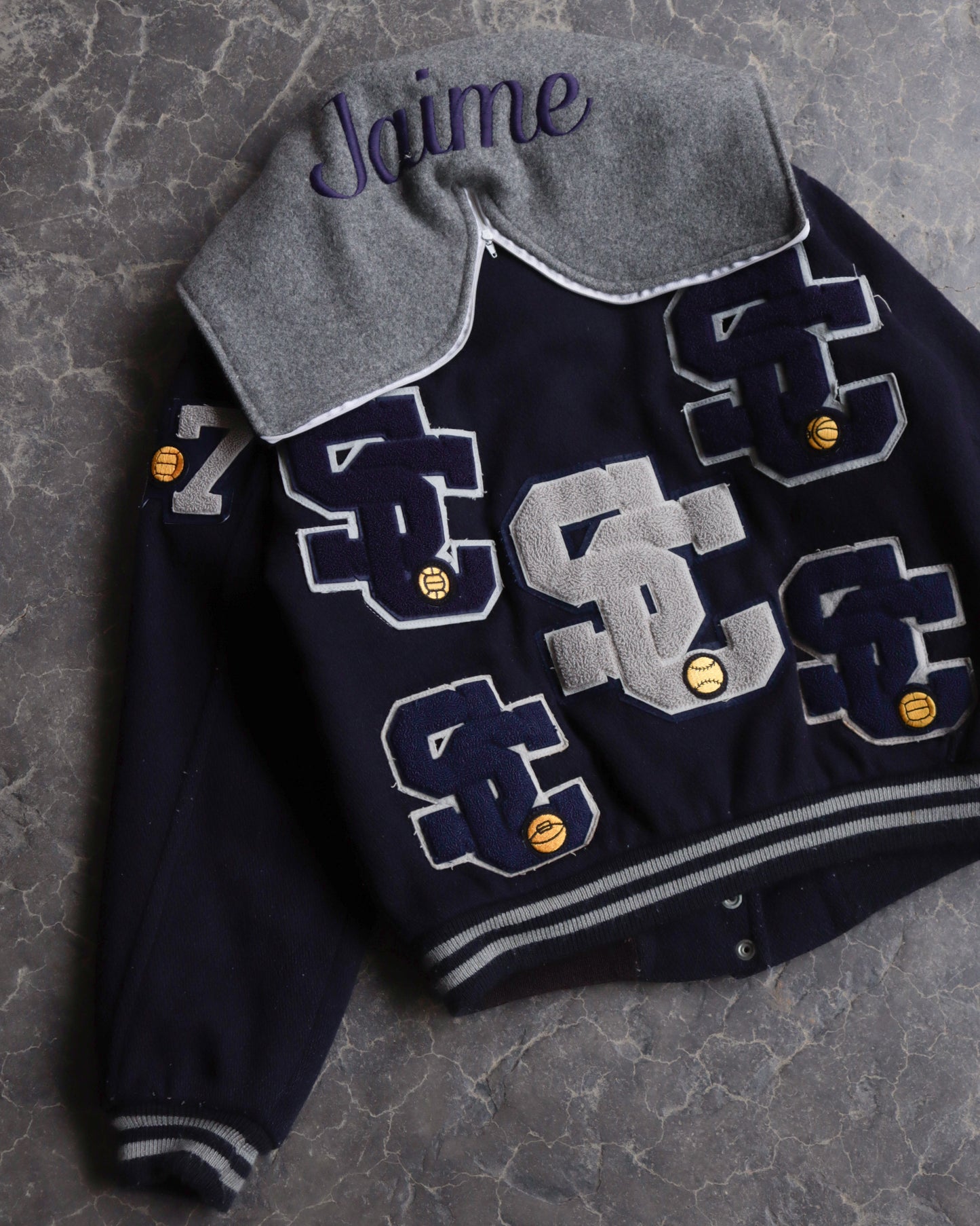 80s Vintage Varsity Hooded Cropped Jacket -  M/L