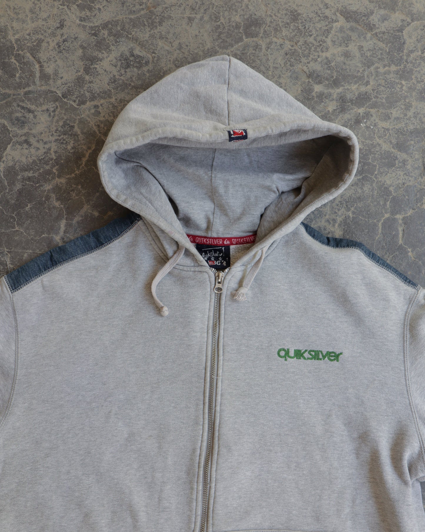 00s Quiksilver Full Zip Grey Hoodie  - XL