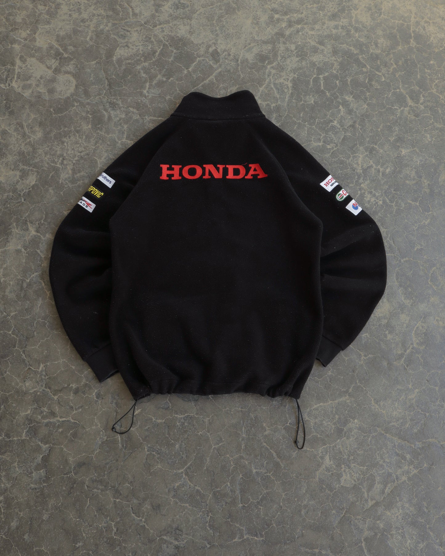 80s Honda Racing Full Zip Black Fleece Sweatshrt -  L