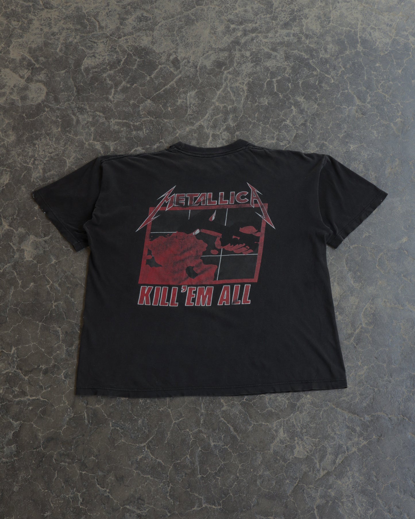 90s Metallica Ride the Lightning Faded Black Boxy Tee - XL