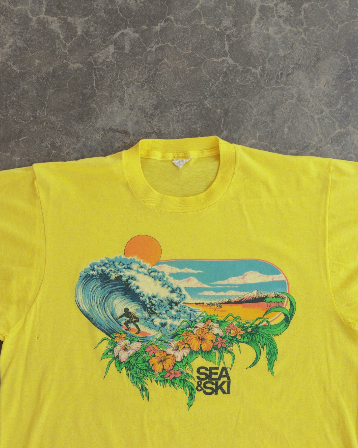 80s Sea & Ski Yellow Tee - M