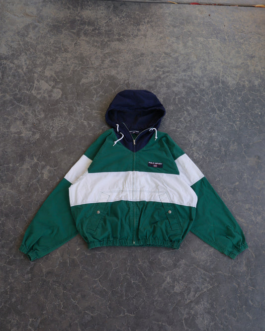 90s Polo Sport Windbreaker Hooded Jacket - M