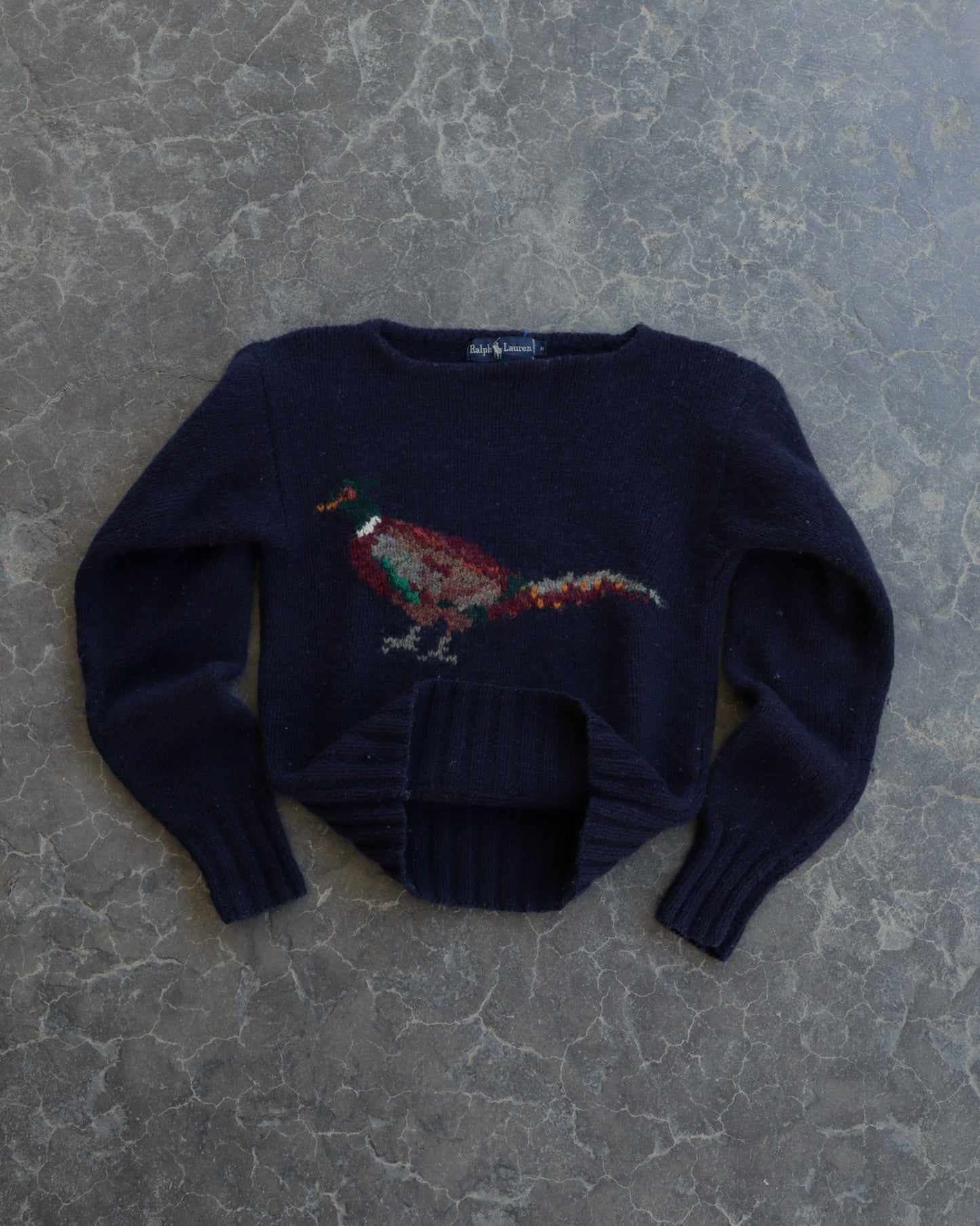 80s Ralph Lauren Iconic Pheasant Wool Hand Knit Sweater - M