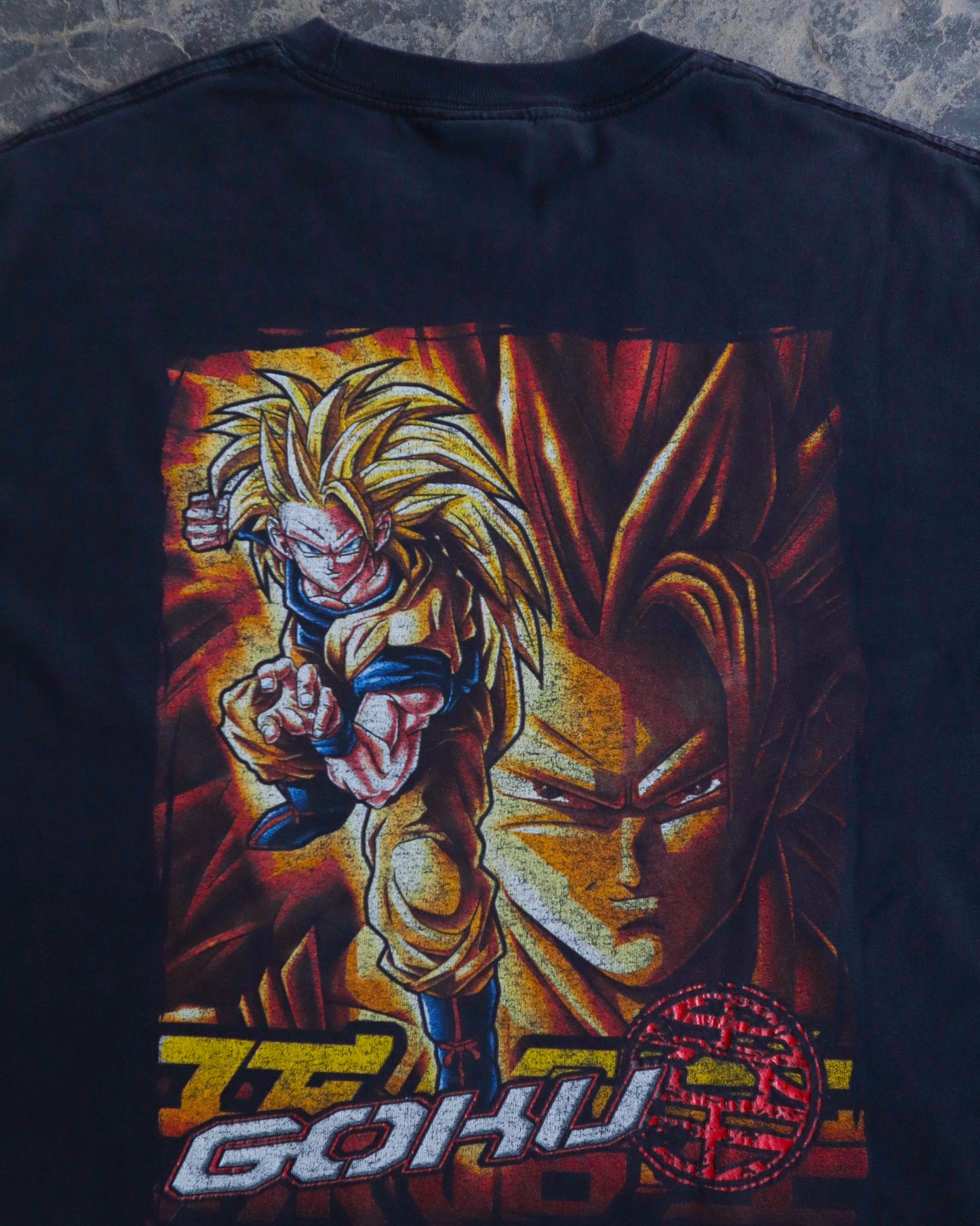 00s DBZ Goku Faded Black Tee - L