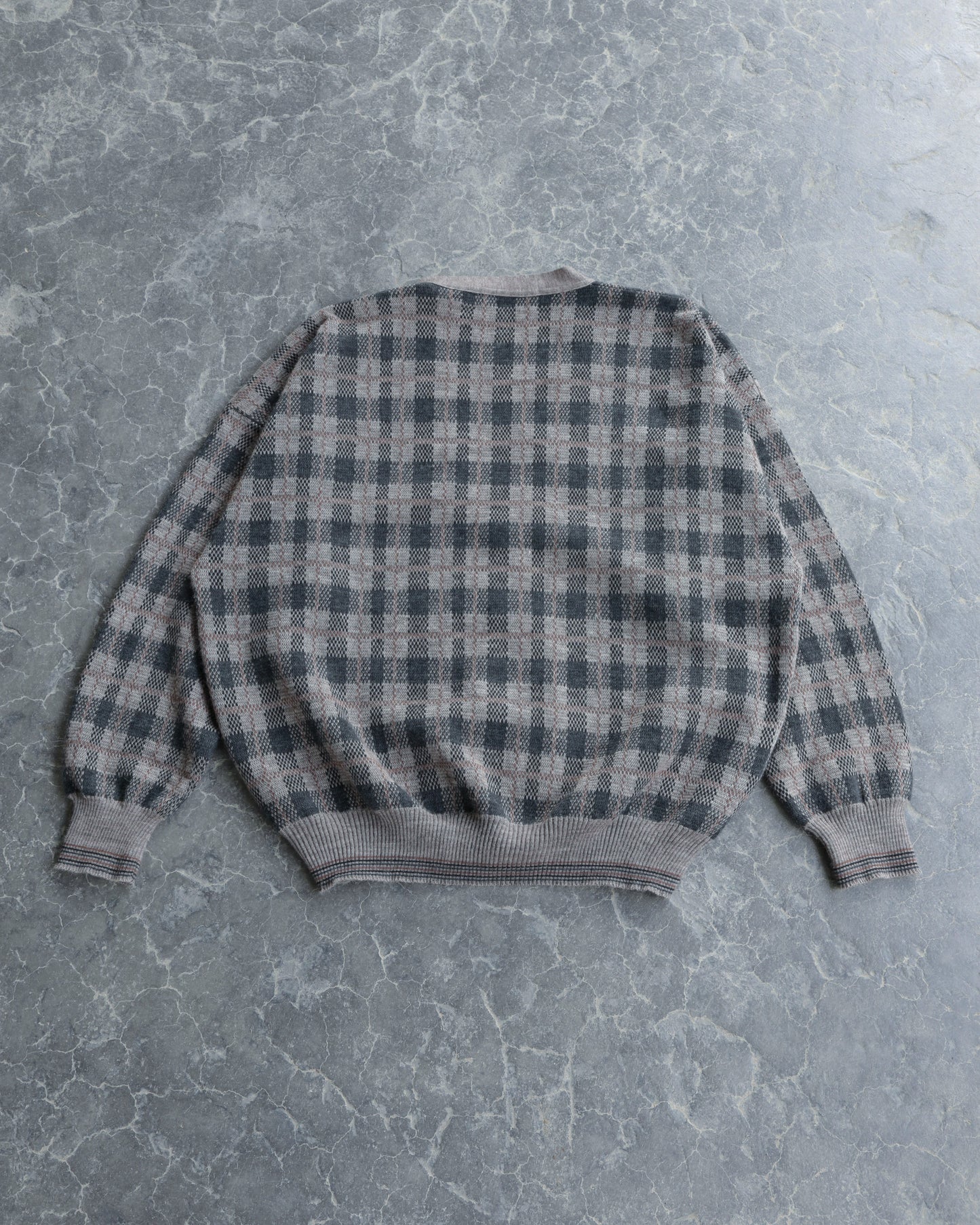 90s Florence Tricot Checkered Cardigan Sweater - XL