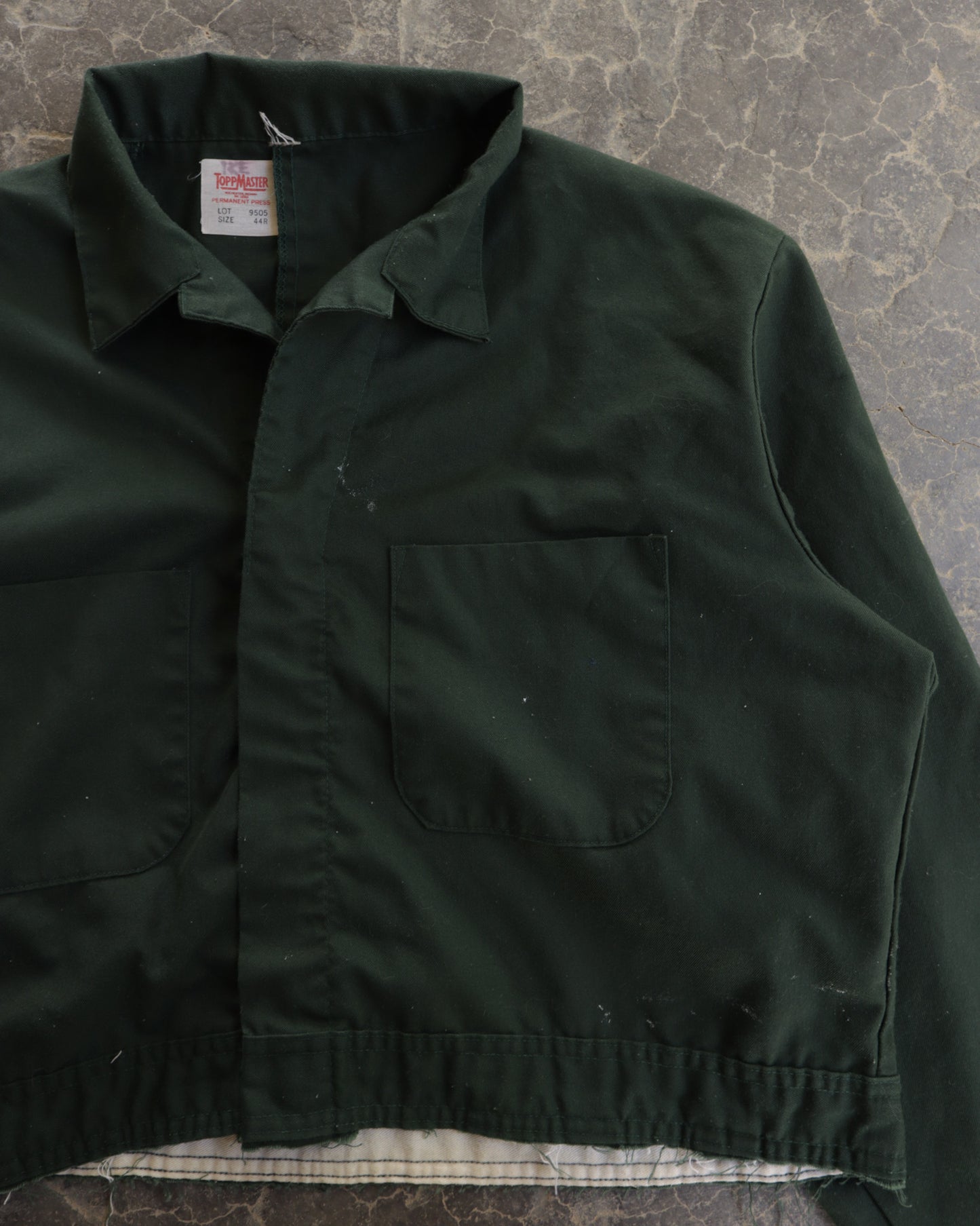 90s Cropped Distressed Army Coverall Jacket - L