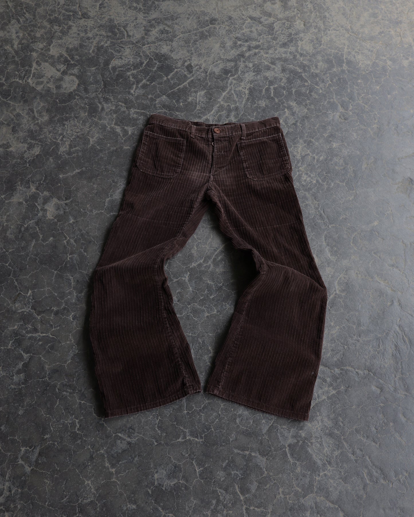 70s Brown Corduroy Flare Slacks Pants - M