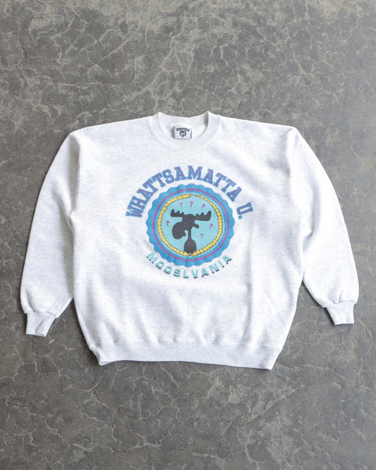 90s Whattsamatta U Mooslvania Rocky & Bull Winkle Gray Crewneck Sweatshirt - XL