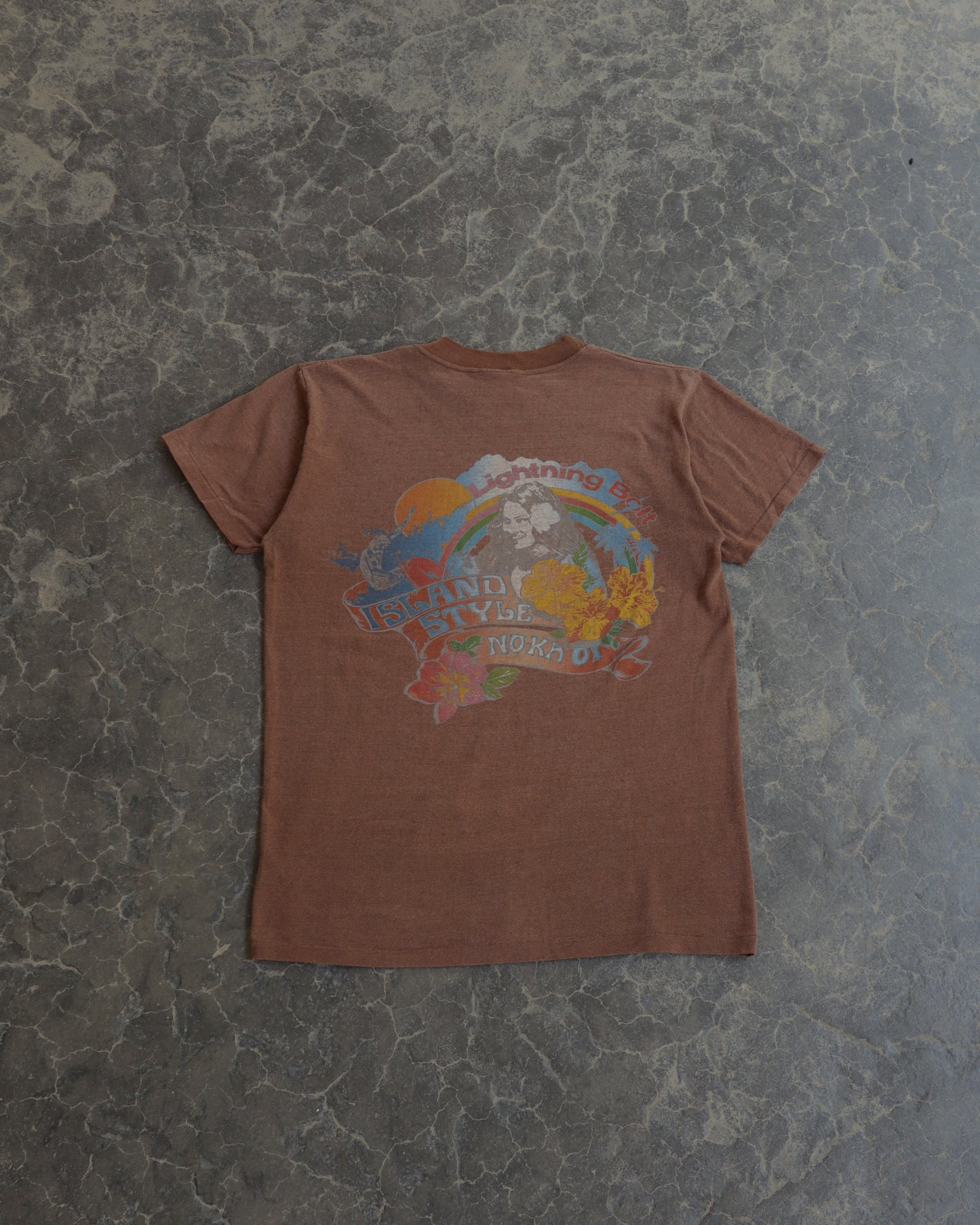 80s Lightning Bolt Brown Surf Tee - M