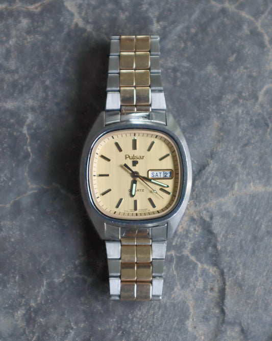 80s Pulsar Day-Date Two Tone Watch - OS