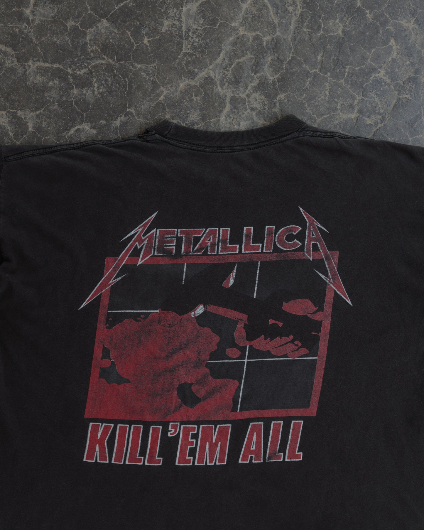 90s Metallica Ride the Lightning Faded Black Boxy Tee - XL