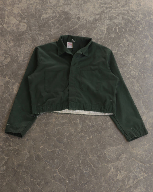 90s Cropped Distressed Army Coverall Jacket - L